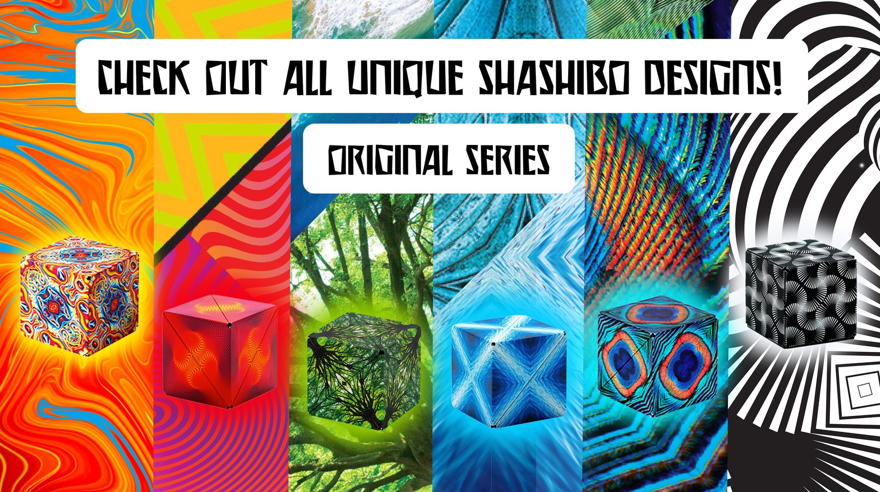 Shashibo Original series cubes in bold colors